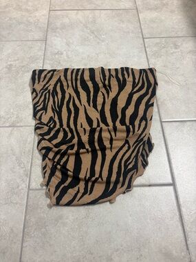 Tiger Print Strapless Top from boutique- Black & Tan